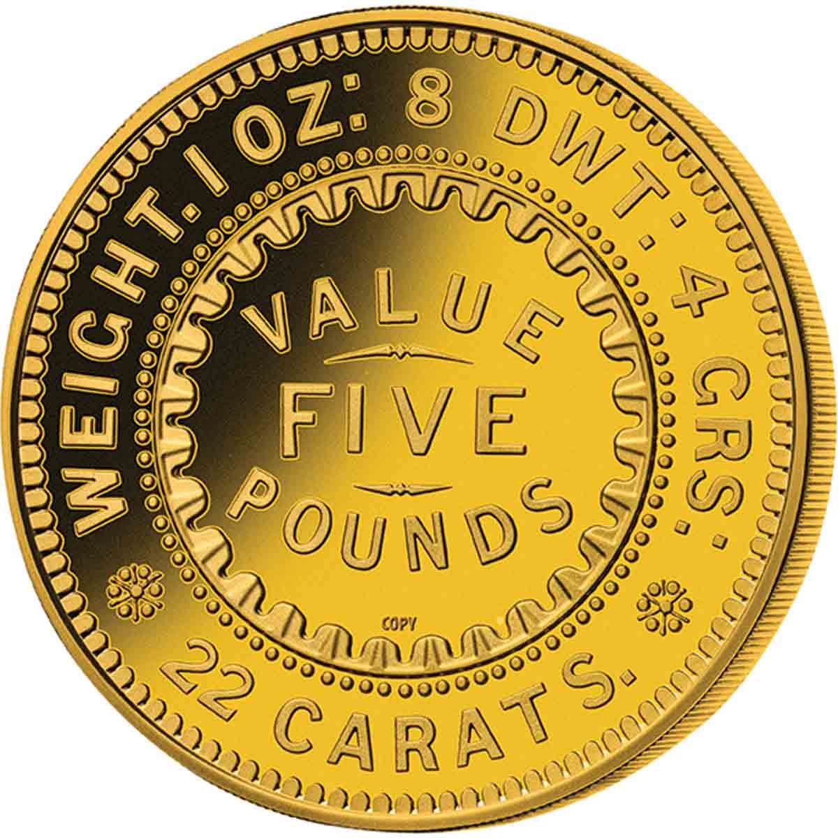 1852 Adelaide Assay Office Five Pound Replica - Image 2