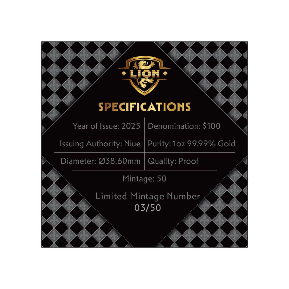 Heraldic Beasts 2025 $100 Lion 1oz Gold Proof Coin - Image 4