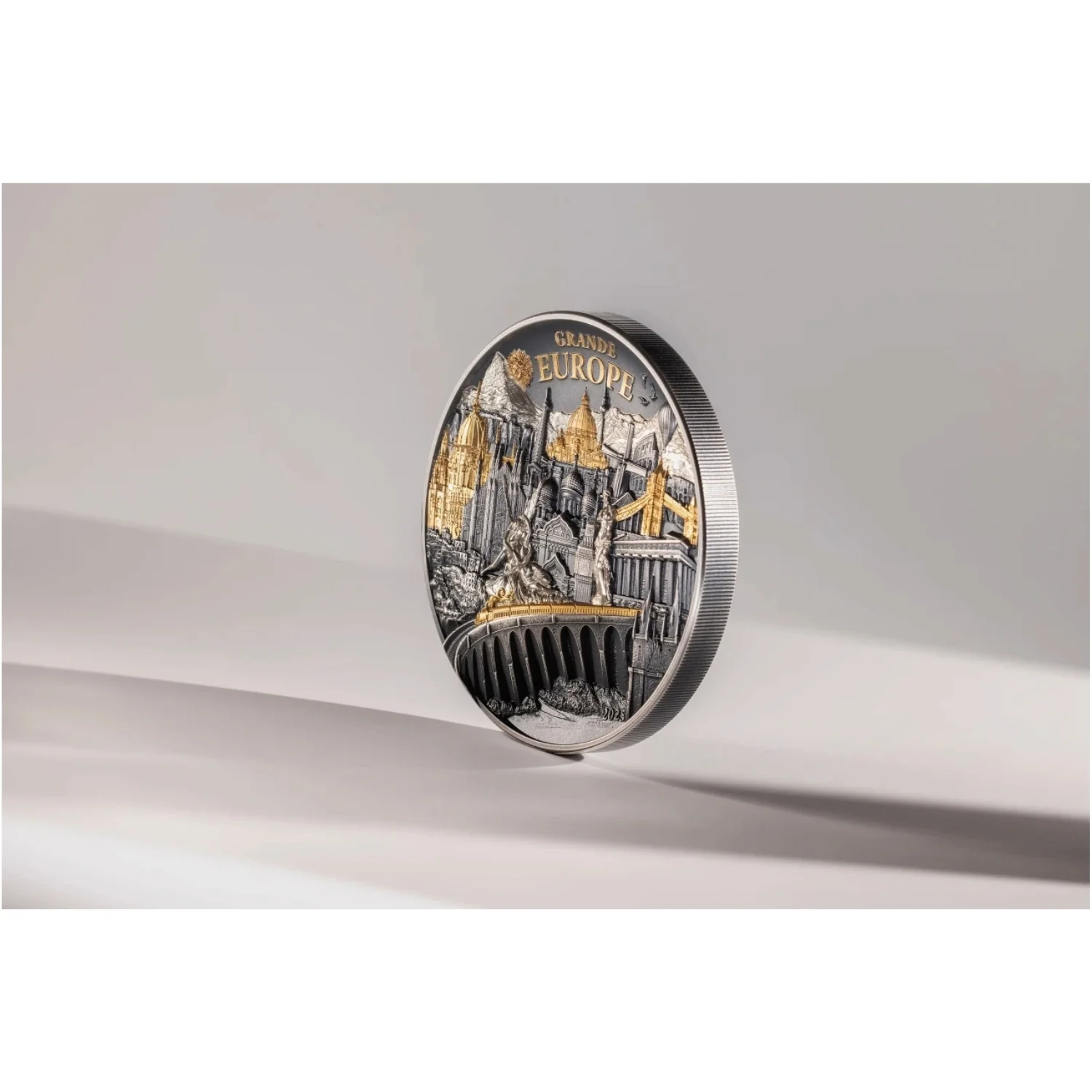 Hidden Treasure - Grande Europe 2025 $20 High Relief Gold-plated 3oz Silver Antique Coin - Image 5