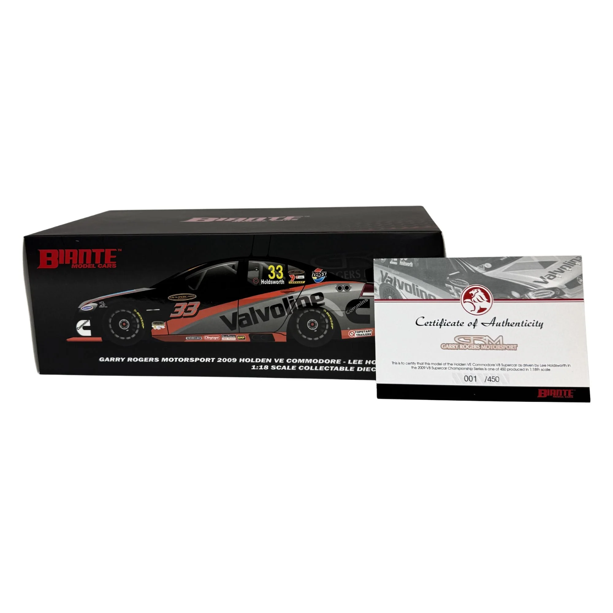 Certificate #1 - HOLDEN COMMODORE VE GRM 2009 #33 LEE HOLDSWORTH - 1:18 Scale Diecast Model Car