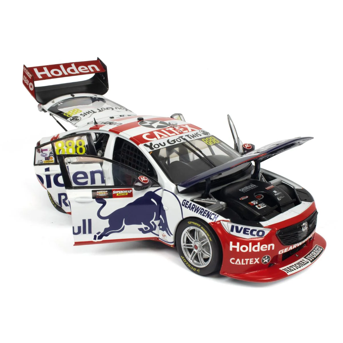 HOLDEN ZB COMMODORE - RED BULL HOLDEN RACING - JAMIE WHINCUP/CRAIG LOWNDES #888 - 2019 - RETRO LIVERY - BATHURST 1000 - 4th place - 1:18 Scale Diecast Model Car - Image 10