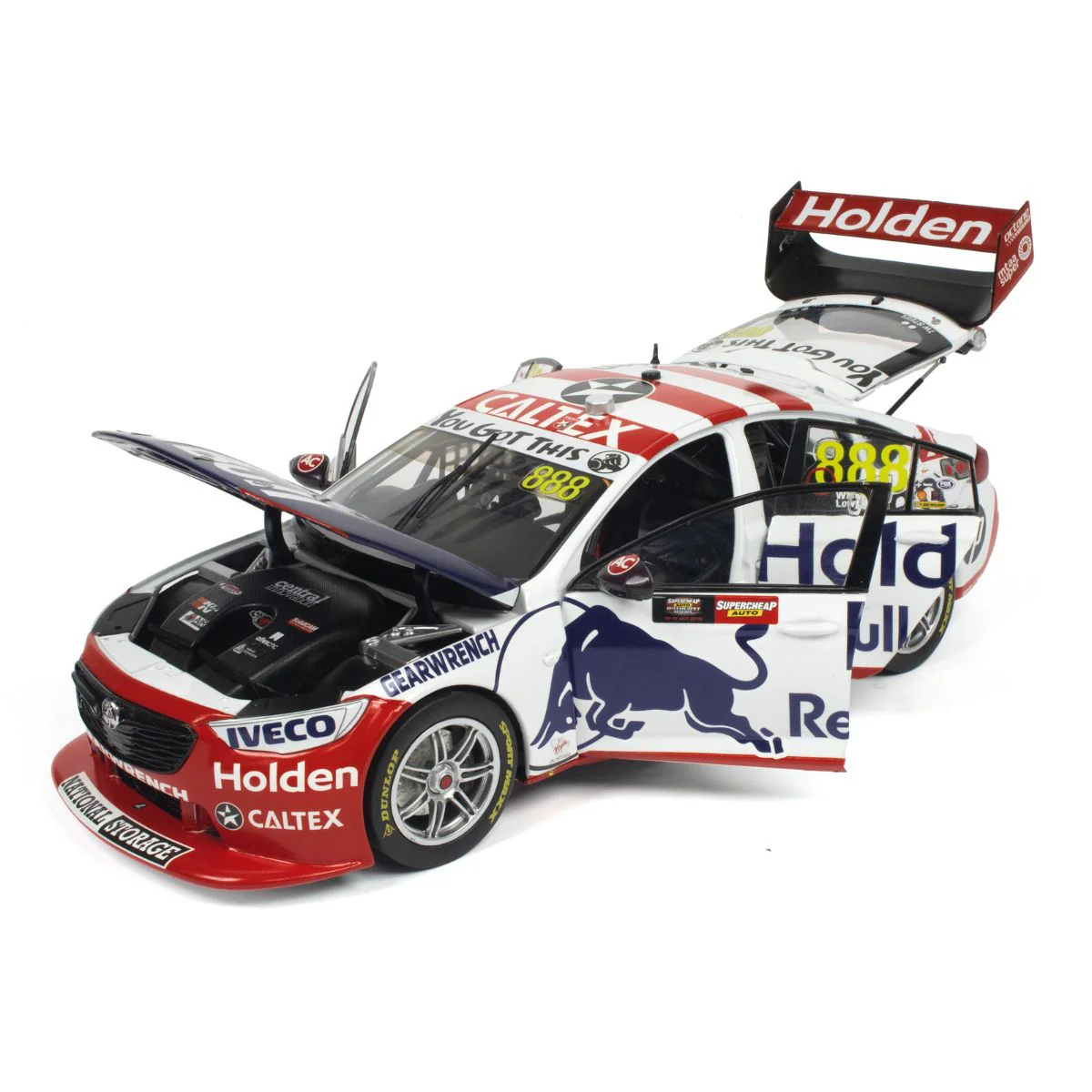 HOLDEN ZB COMMODORE - RED BULL HOLDEN RACING - JAMIE WHINCUP/CRAIG LOWNDES #888 - 2019 - RETRO LIVERY - BATHURST 1000 - 4th place - 1:18 Scale Diecast Model Car - Image 2