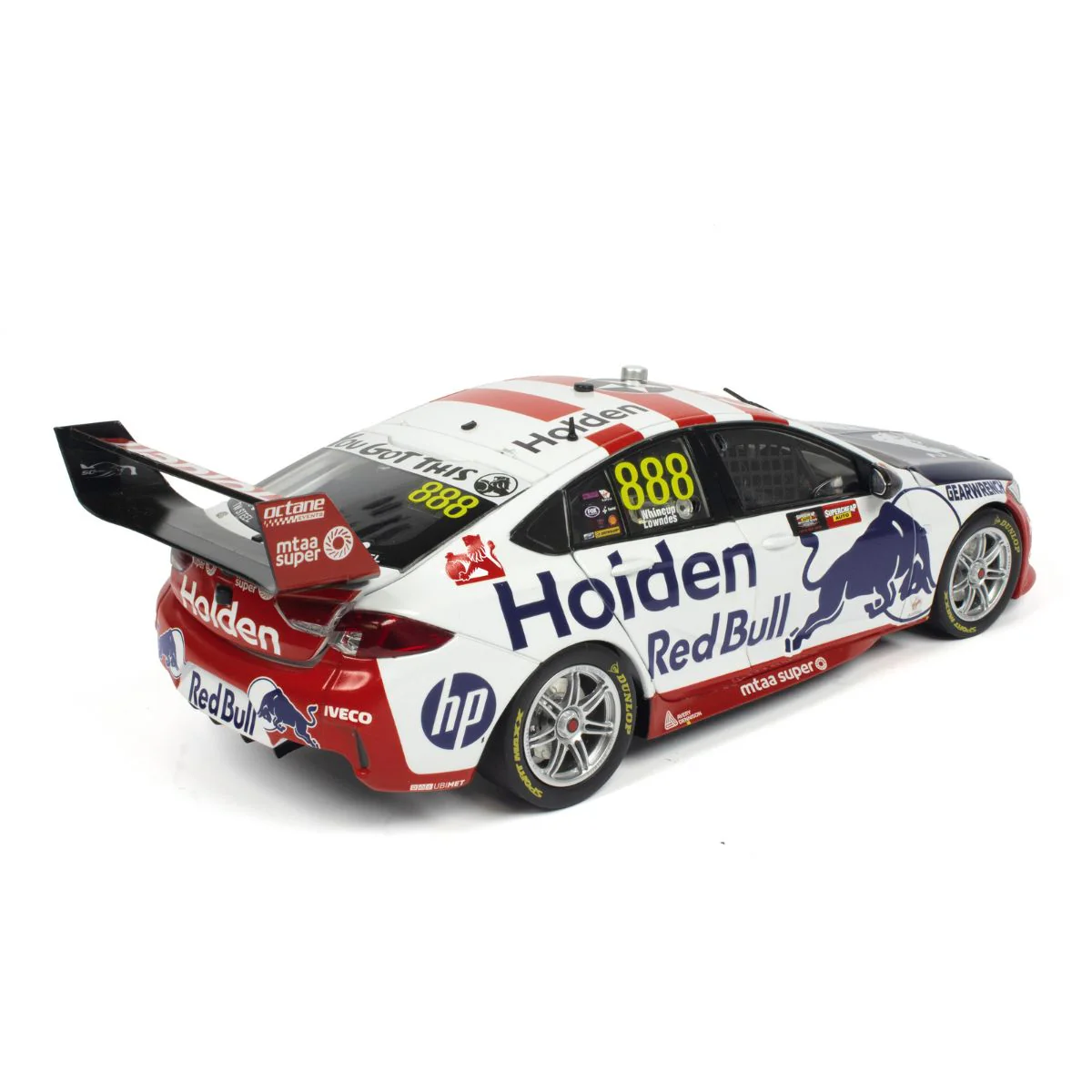 HOLDEN ZB COMMODORE - RED BULL HOLDEN RACING - JAMIE WHINCUP/CRAIG LOWNDES #888 - 2019 - RETRO LIVERY - BATHURST 1000 - 4th place - 1:43 Scale Diecast Model Car - Image 2