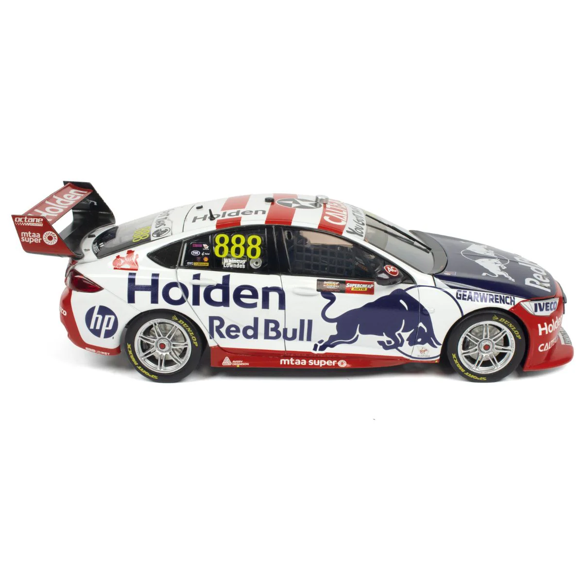 HOLDEN ZB COMMODORE - RED BULL HOLDEN RACING - JAMIE WHINCUP/CRAIG LOWNDES #888 - 2019 - RETRO LIVERY - BATHURST 1000 - 4th place - 1:43 Scale Diecast Model Car - Image 7