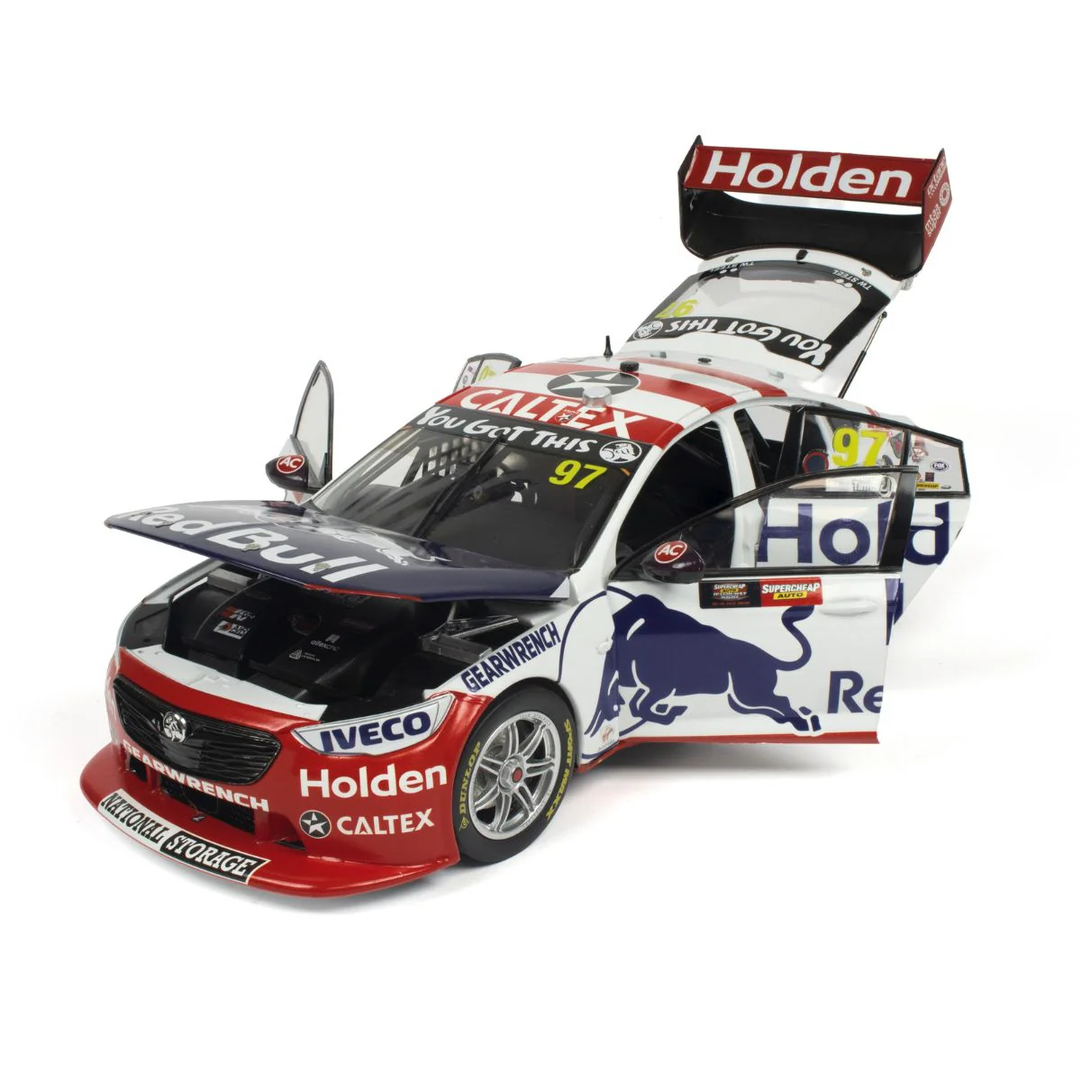 HOLDEN ZB COMMODORE - RED BULL HOLDEN RACING - SHANE VAN GISBERGEN/GARTH TANDER #97 - 2019 - RETRO LIVERY - BATHURST 1000 - RUNNER-UP - 1:18 Scale Diecast Model Car - Image 2