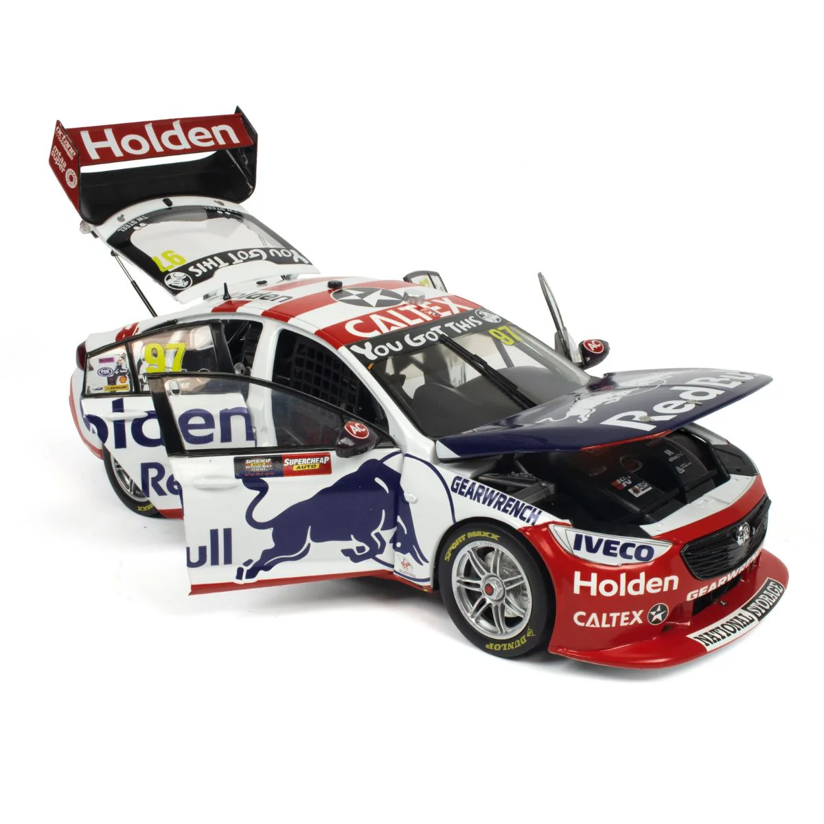 HOLDEN ZB COMMODORE - RED BULL HOLDEN RACING - SHANE VAN GISBERGEN/GARTH TANDER #97 - 2019 - RETRO LIVERY - BATHURST 1000 - RUNNER-UP - 1:18 Scale Diecast Model Car - Image 9
