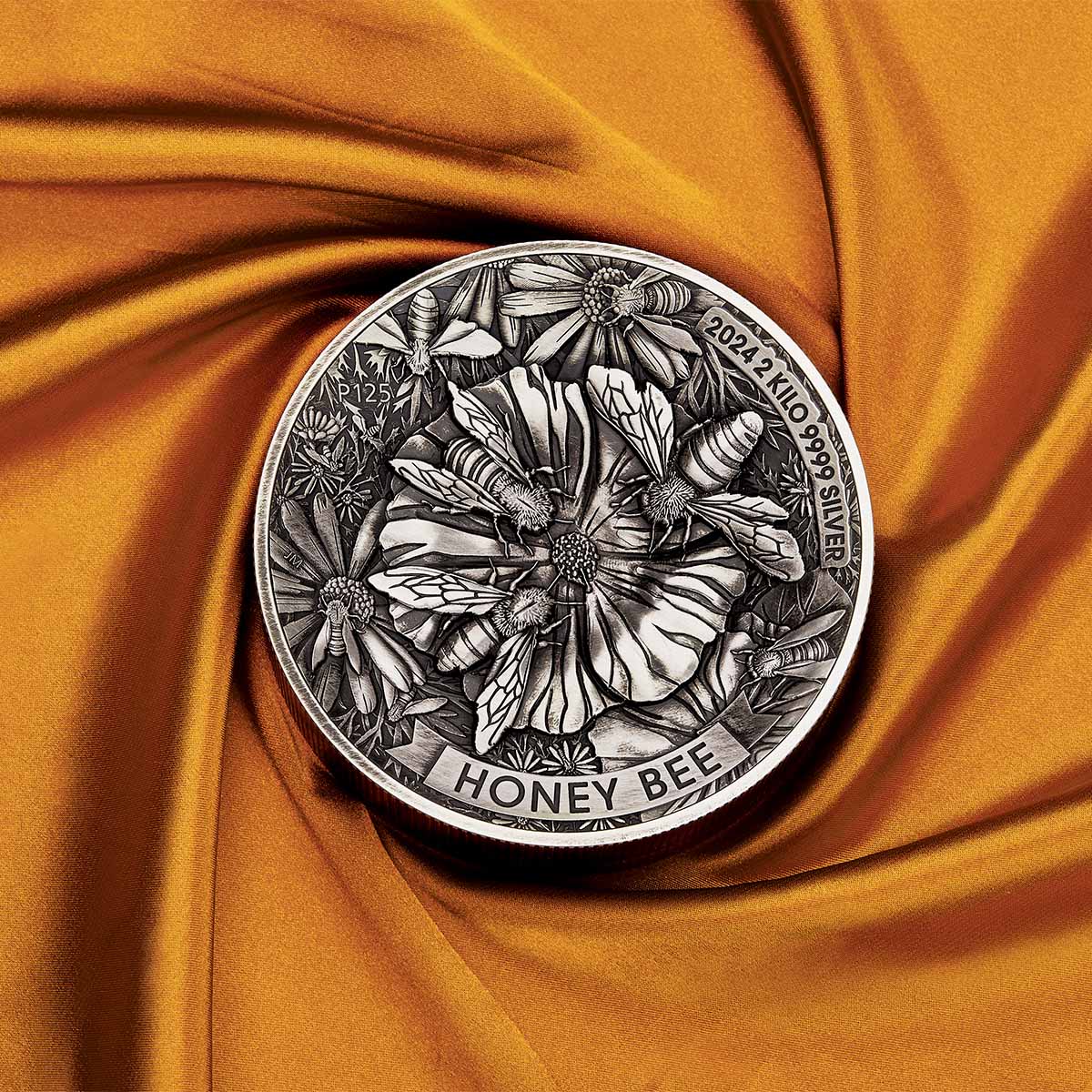 Australia Honey Bee 2024 $60 High Relief Two Kilo Silver Antique Coin - Image 6