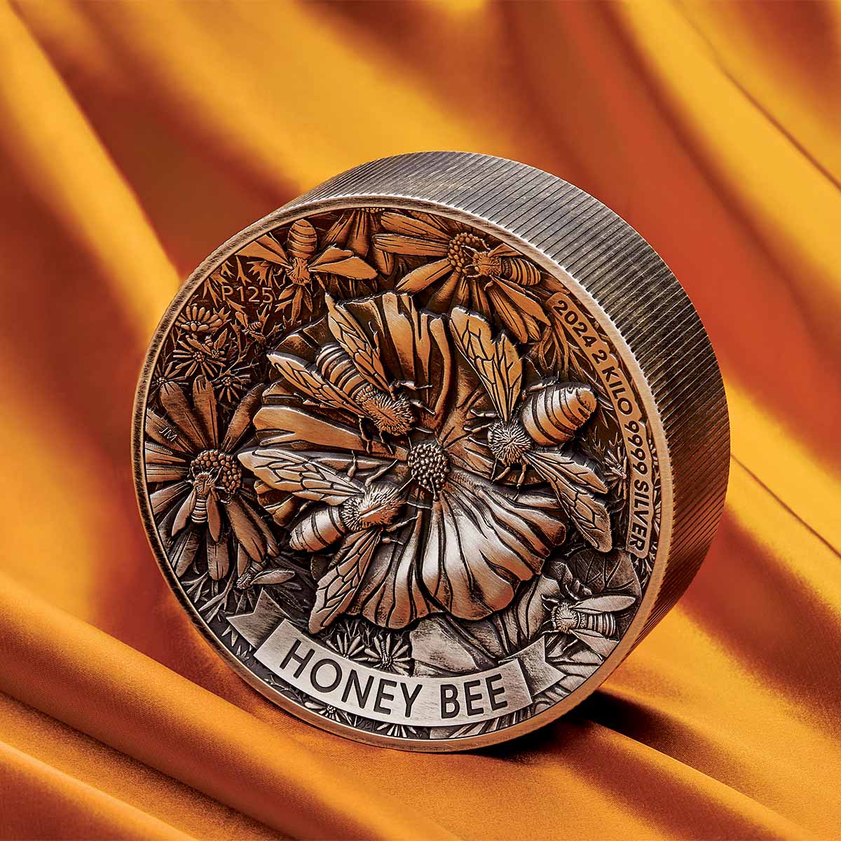Australia Honey Bee 2024 $60 High Relief Two Kilo Silver Antique Coin - Image 7