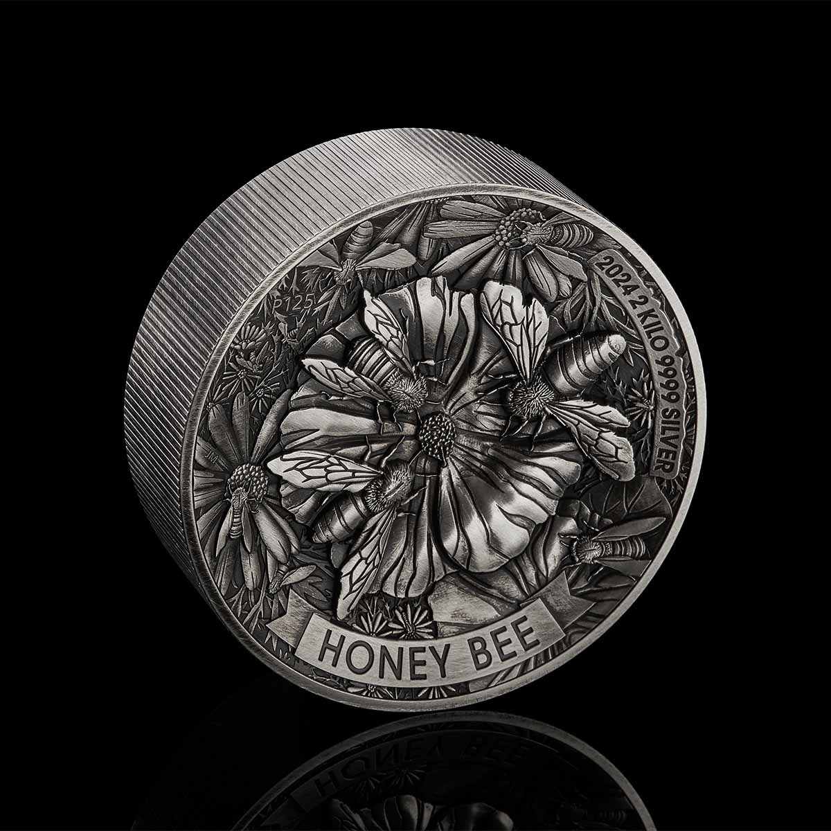 Australia Honey Bee 2024 $60 High Relief Two Kilo Silver Antique Coin - Image 8