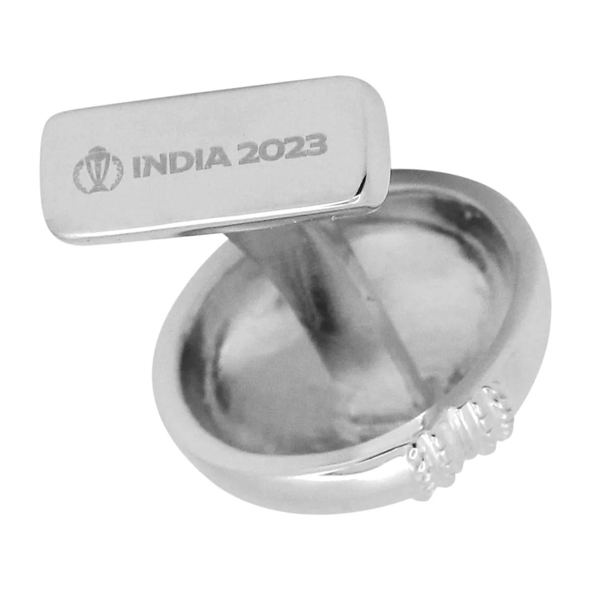 ICC Men's Cricket World Cup 2023 Rhodium-plated Silver Cricket Ball Cufflinks - Image 3