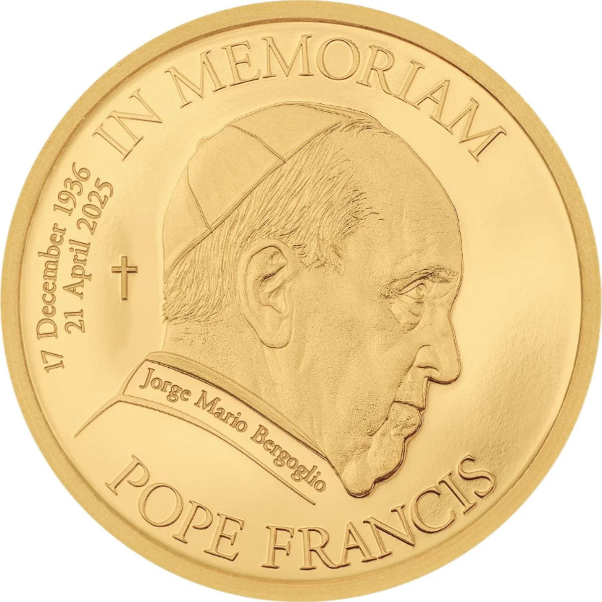 In Memoriam Pope Francis 2025 $5 0.5g Gold Proof Coin