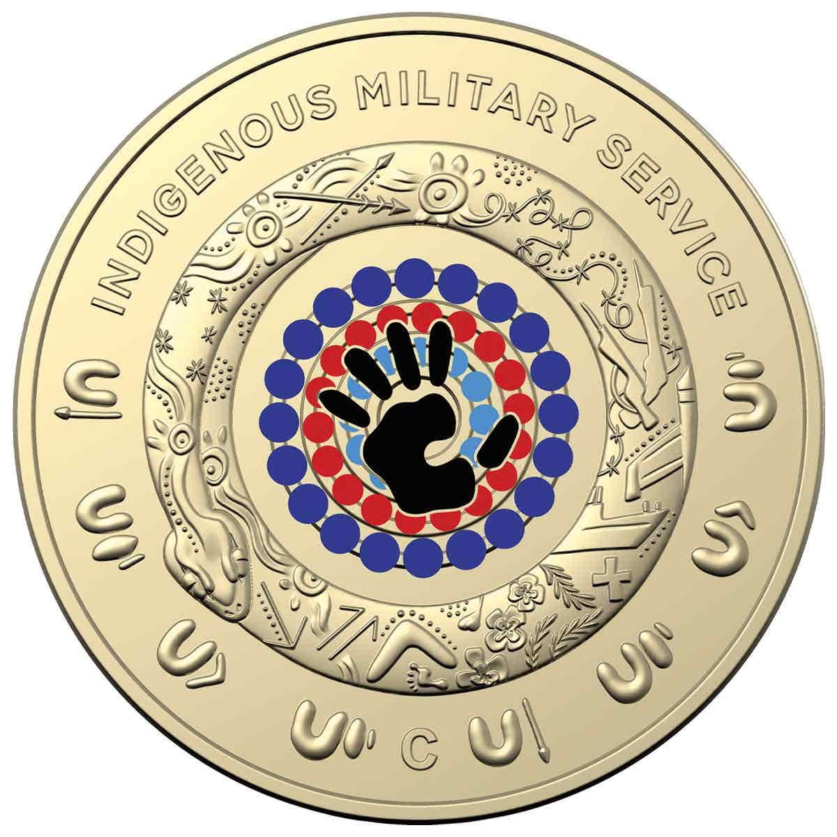 Australia Indigenous Military Service 2021 $2 C Mintmark Colour Aluminium-Bronze Uncirculated Coin - Image 2