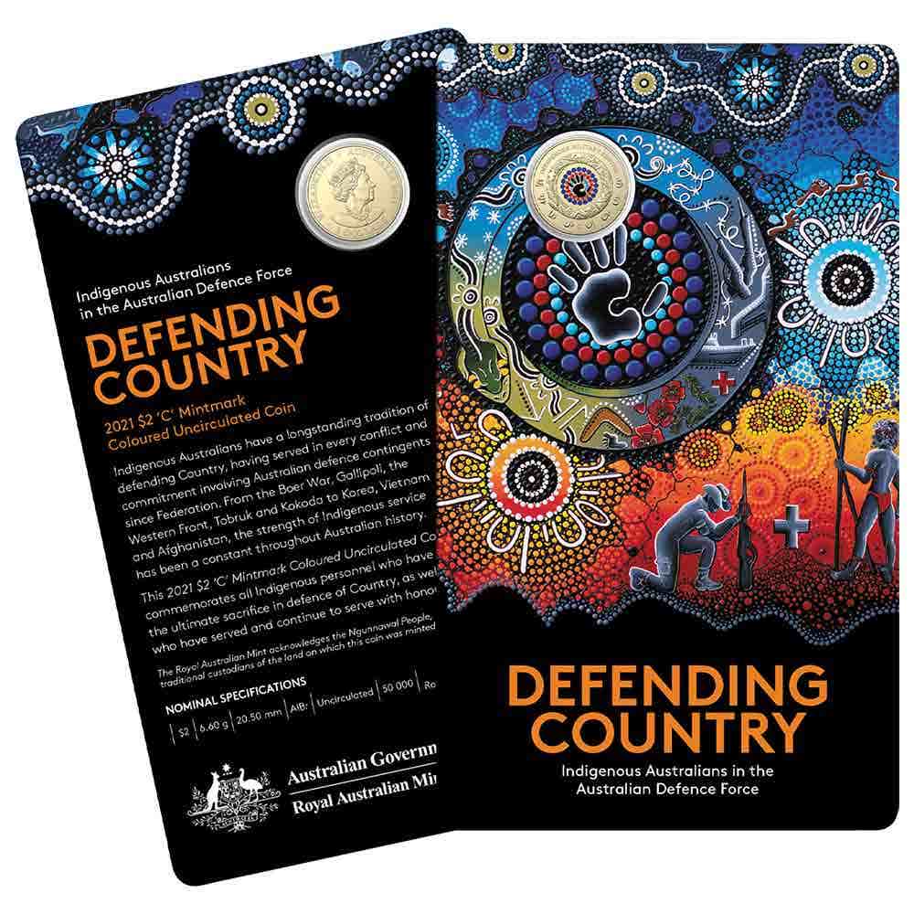 Australia Indigenous Military Service 2021 $2 C Mintmark Colour Aluminium-Bronze Uncirculated Coin - Image 4