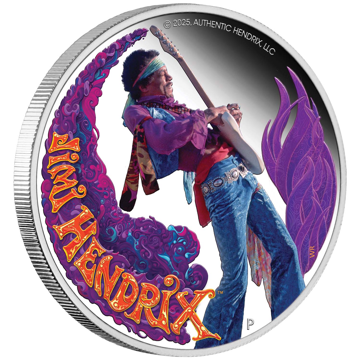 Jimi Hendrix™ 2025 $1 Colour 1oz Silver Proof Coin