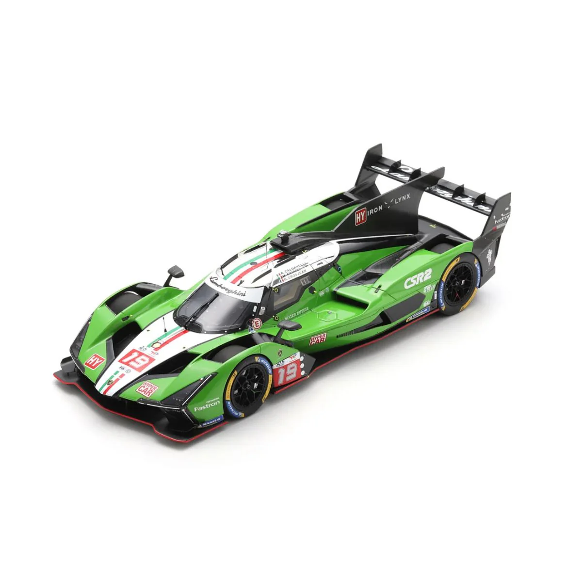 Lamborghini SC63 No.19 LAMBORGHINI IRON LYNX - Le Mans 24H 2024 - R. Grosjean - A. Caldarelli - M. Cairoli - 1:18 Scale Resin Model Car