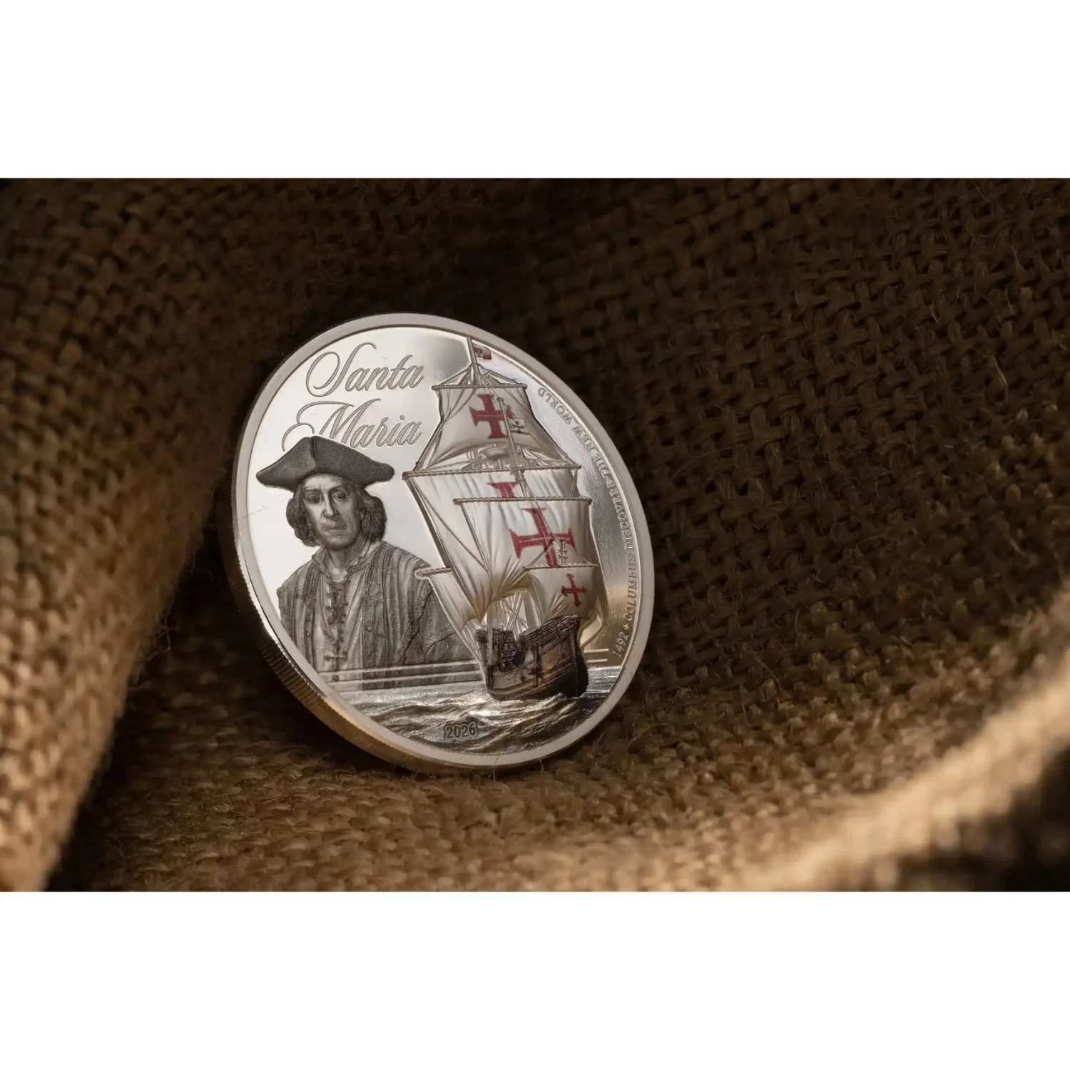 Legends of the Seas - Santa Maria 2026 $5 Ultra High Relief Colour 1oz Silver Proof Coin - Image 4
