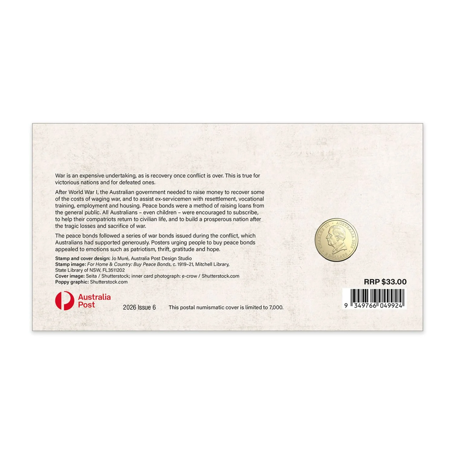 Australia Dawn Service 2026 $2 Stamp & Coin Cover - Image 4