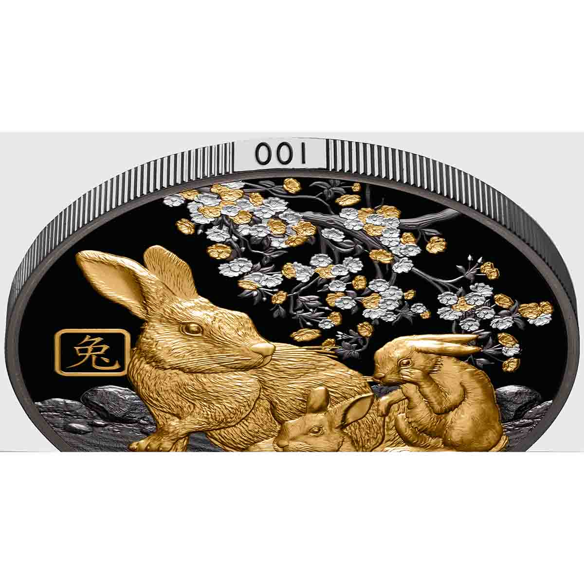 Lunar Rabbit 2023 $10 5oz Silver Black Proof Coin - Image 3