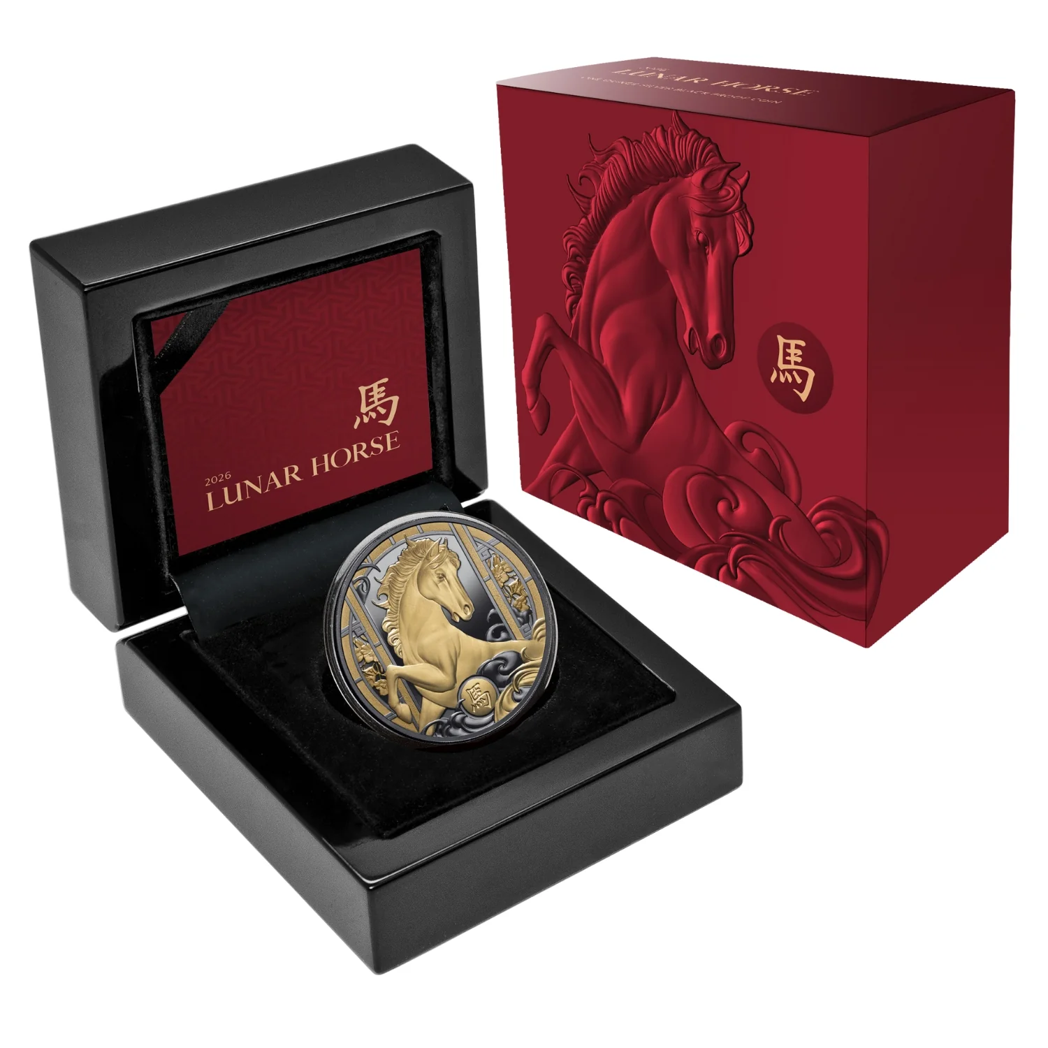 Lunar Year of the Horse 2026 $1 Gold-plated 1oz Silver Black Proof - Image 3