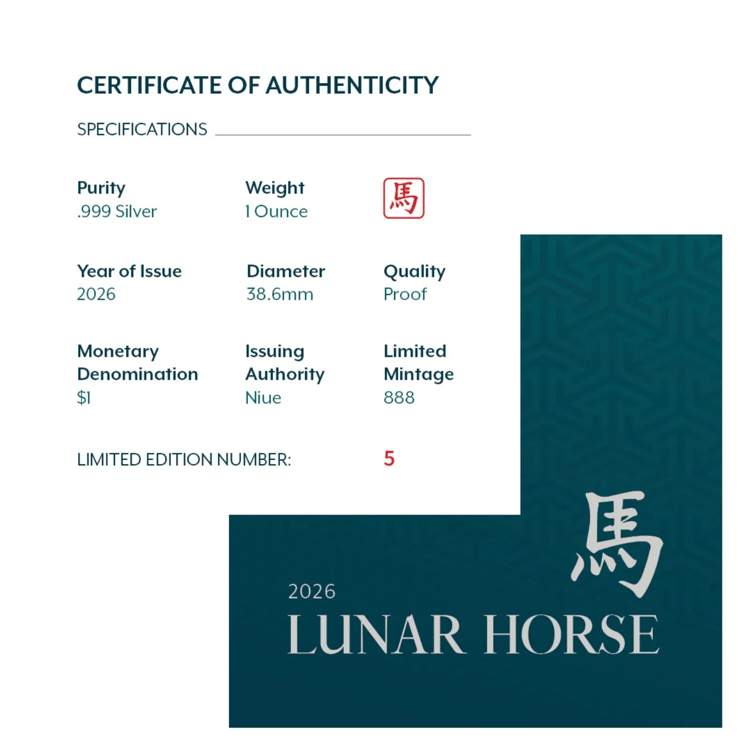Lunar Year of the Horse 2026 1oz Silver Proof Coin - Image 4