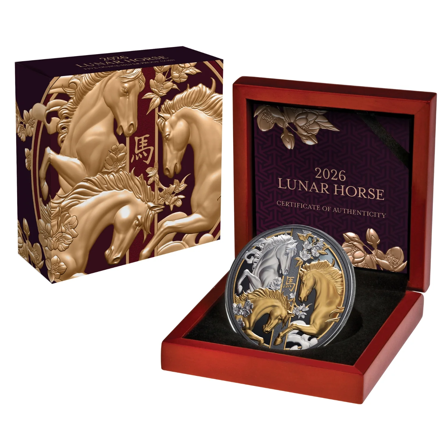 Lunar Year of the Horse 2026 $10 Gold-plated 5oz Silver Black Proof Coin - Image 3