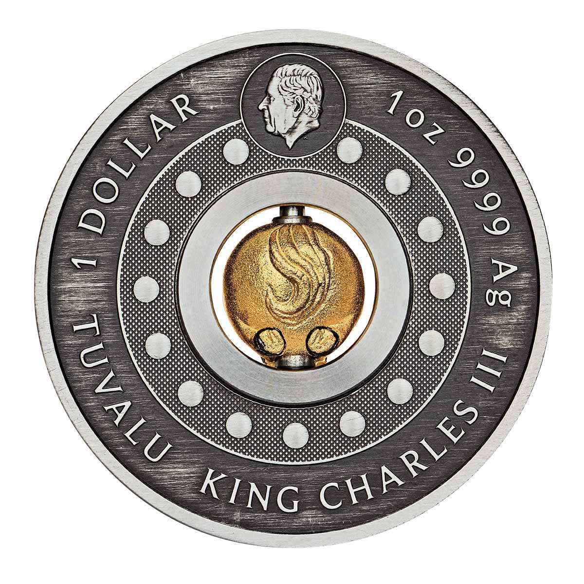 Lunar Year of the Horse Rotating Charm 2026 $1 1oz Silver Antique Coin - Image 2