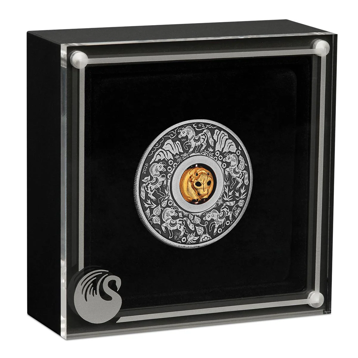 Lunar Year of the Horse Rotating Charm 2026 $1 1oz Silver Antique Coin - Image 3