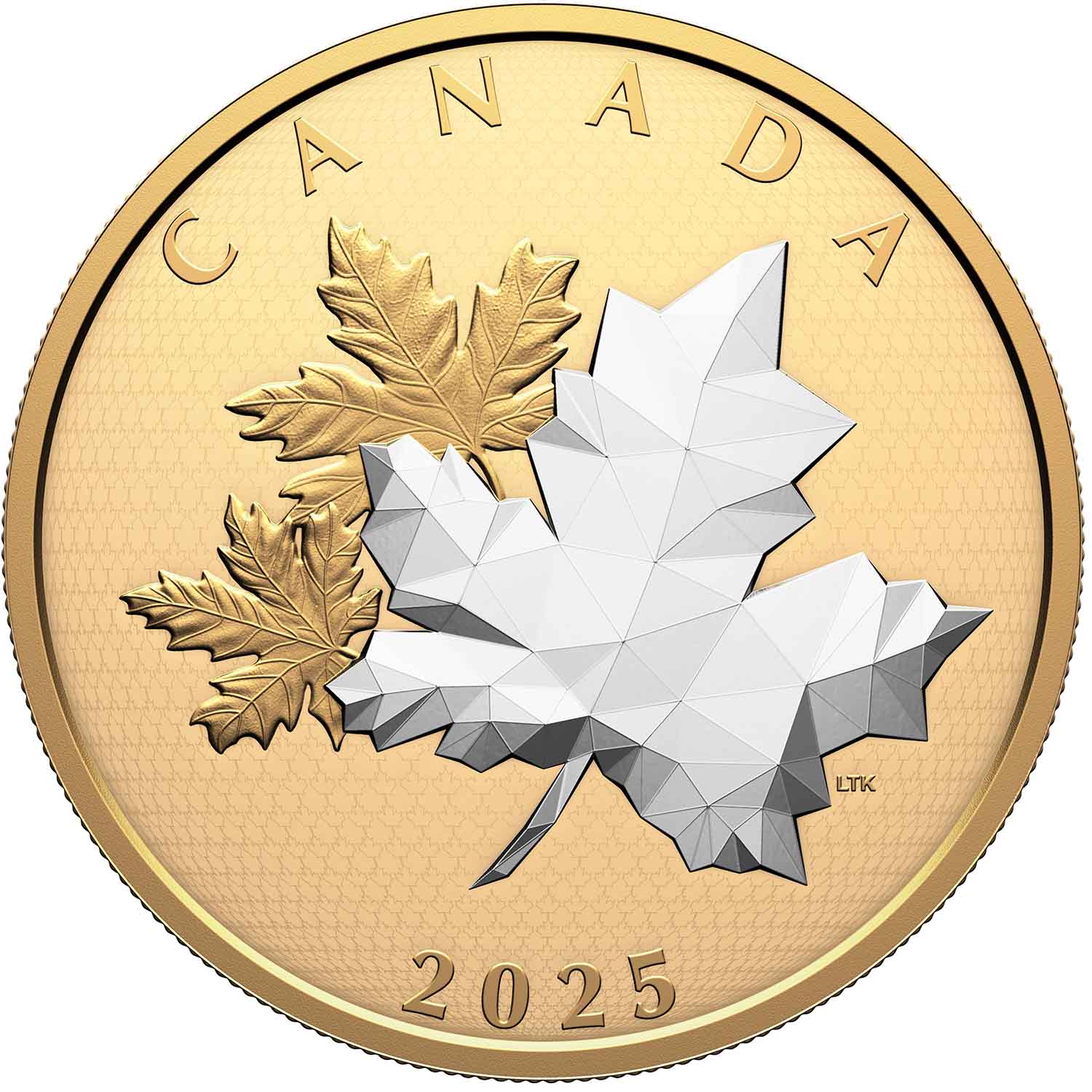 Maple Leaf 2025 $50 Gold-plated 5oz Silver Proof Coin - Image 3