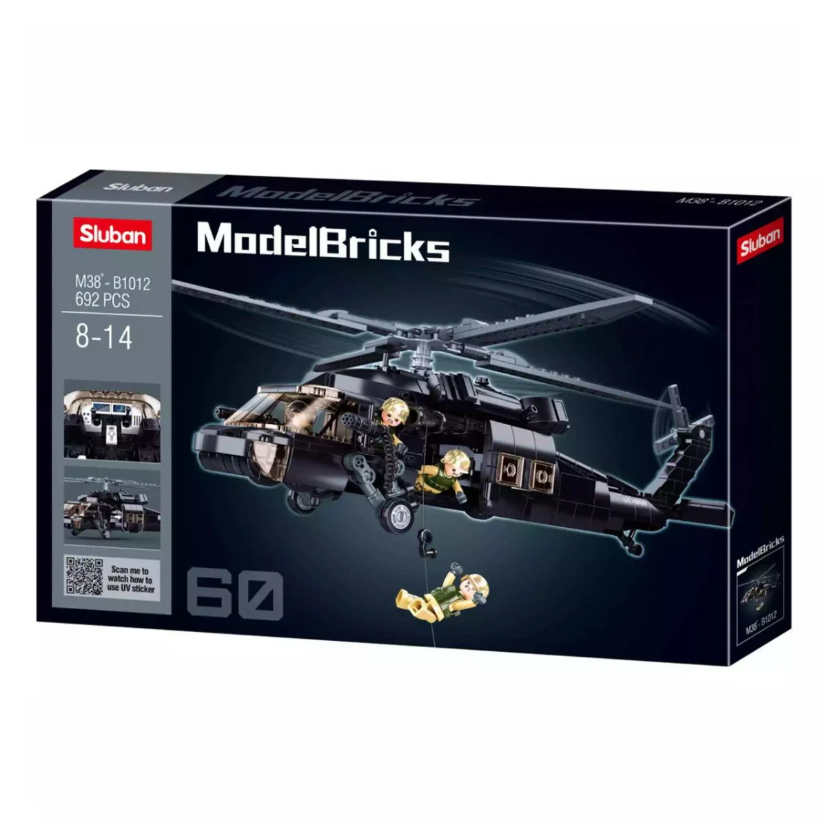 Model Brick Set Model Bricks Helicopter Black Hawk (692 Pieces)