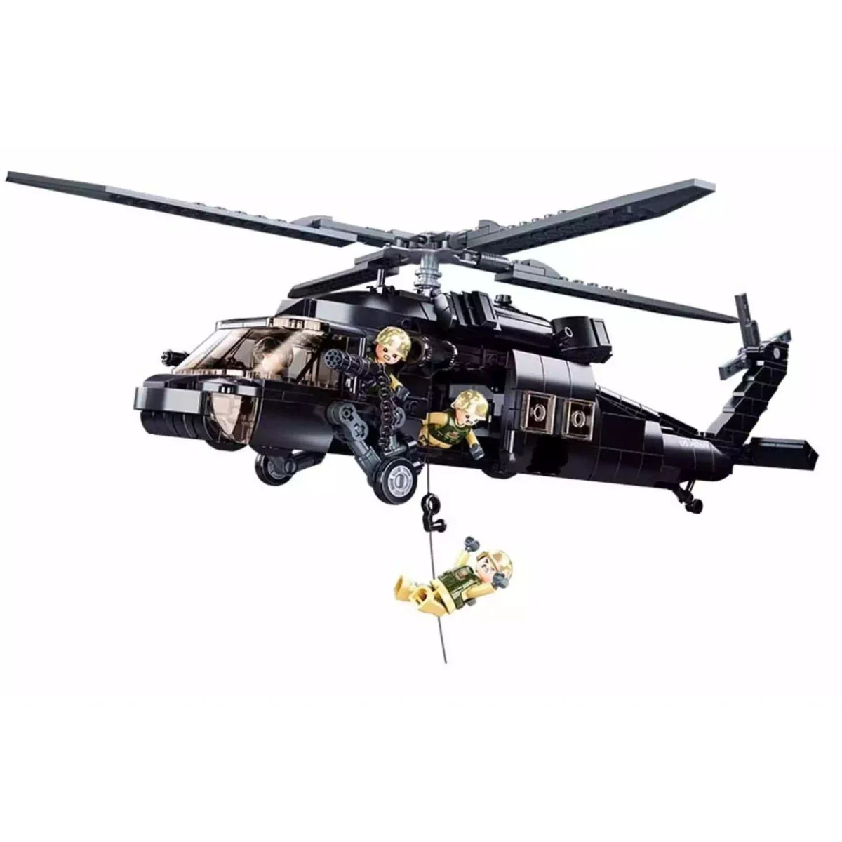 Model Brick Set Model Bricks Helicopter Black Hawk (692 Pieces) - Image 3