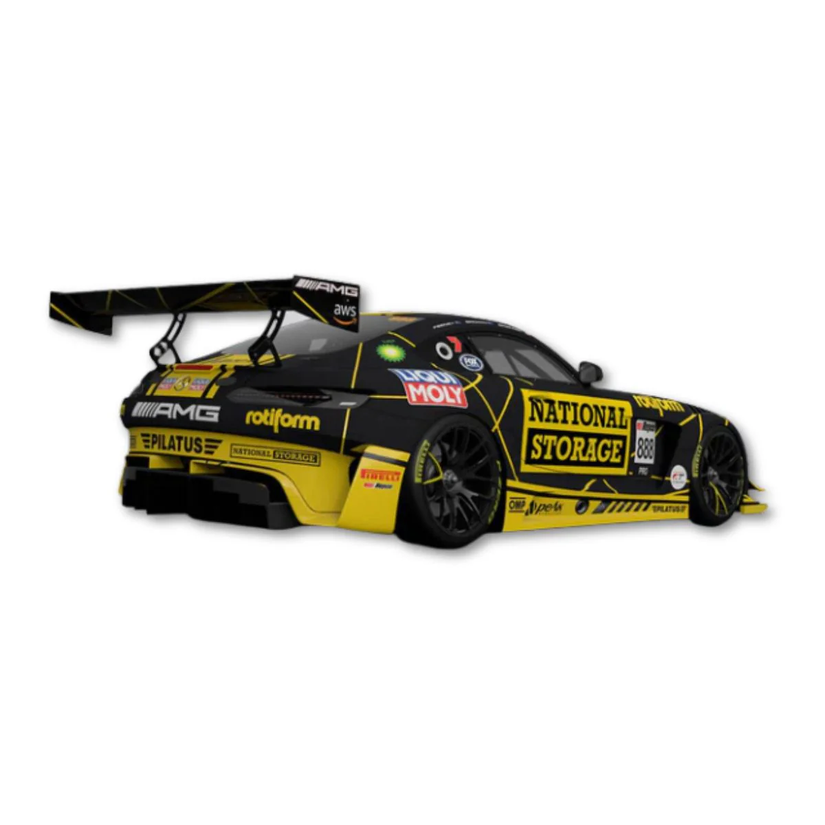 TRIPLE EIGHT MERCEDES-AMG GT3 - 2024 BATHURST 12 HOUR - TRIPLE EIGHT RACE ENGINEERING - NATIONAL STORAGE RACING - #888 BROC FEENEY / WILL BROWN / MIKAEL GRENIER - 1:18 SCALE RESIN MODEL CAR - Image 2