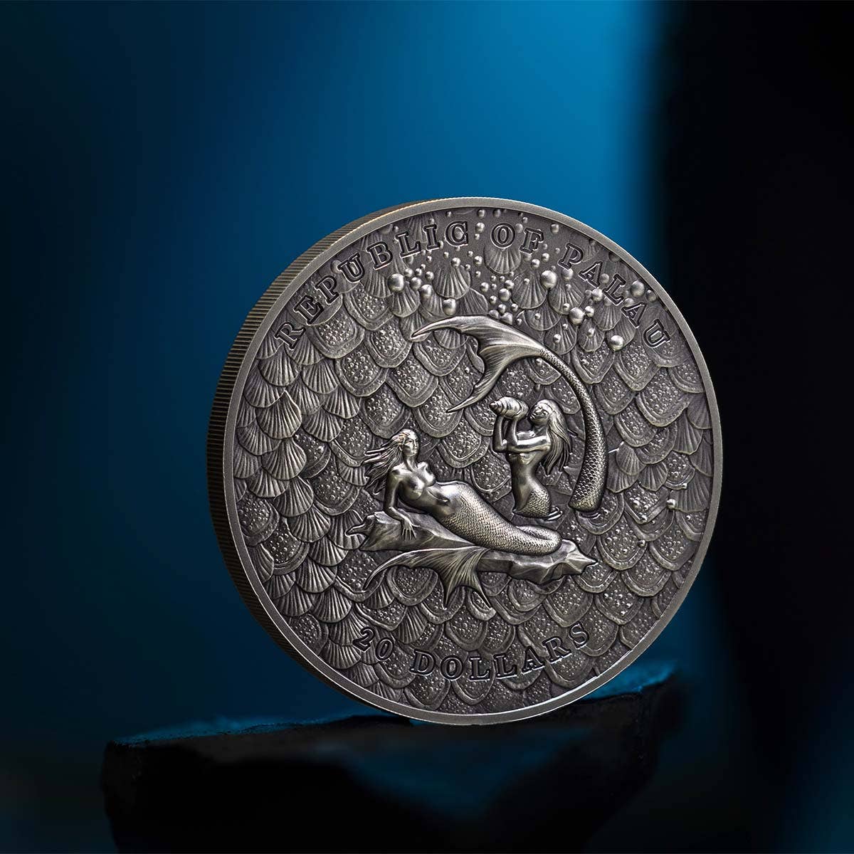 Mermaids 2024 $20 Ultra High Relief 3oz Silver Antique Coin - Image 7