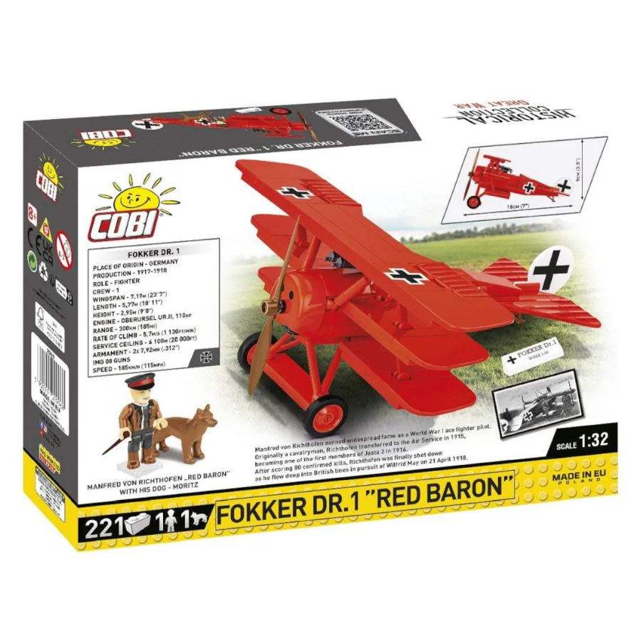 Model Brick Set Great War Fokker Dr.1 Red Baron (221 Pieces) - Image 3