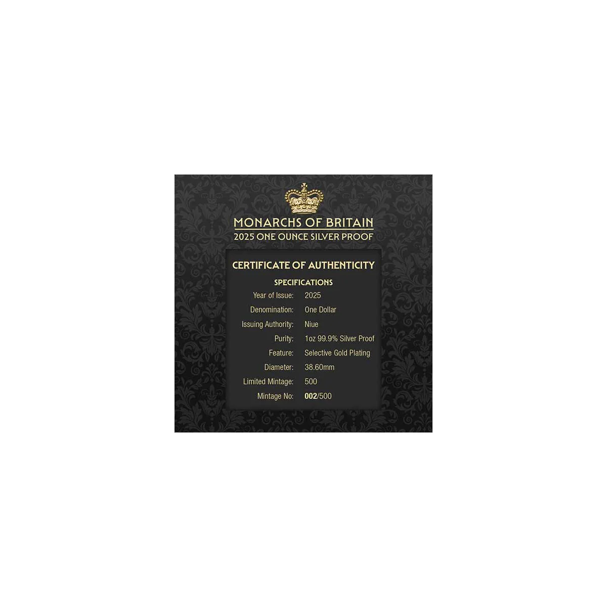 Monarchs of Britain 2025 $1 Gold-plated 1oz Silver Proof Coin - Image 4