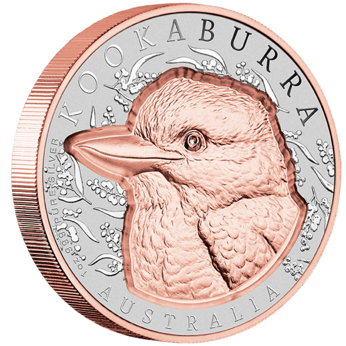Native Impressions Kookaburra 2025 $2 Super Incuse Rose Gold-plated 1oz Silver Coin