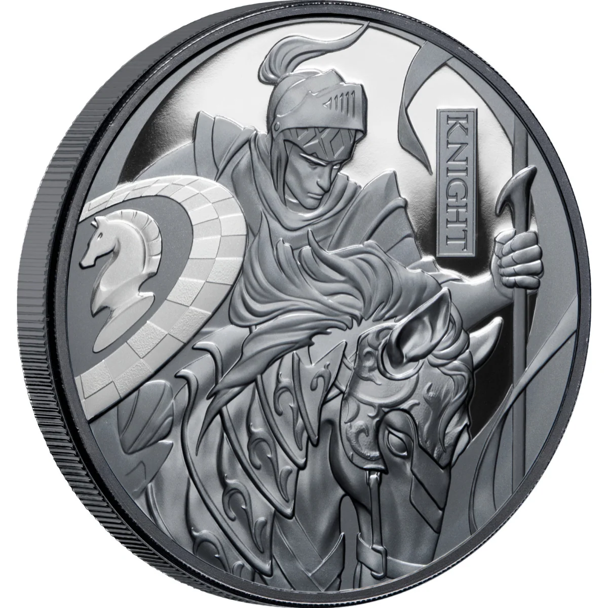 Chess Knight 2024 $1 1oz Silver Black Proof Coin