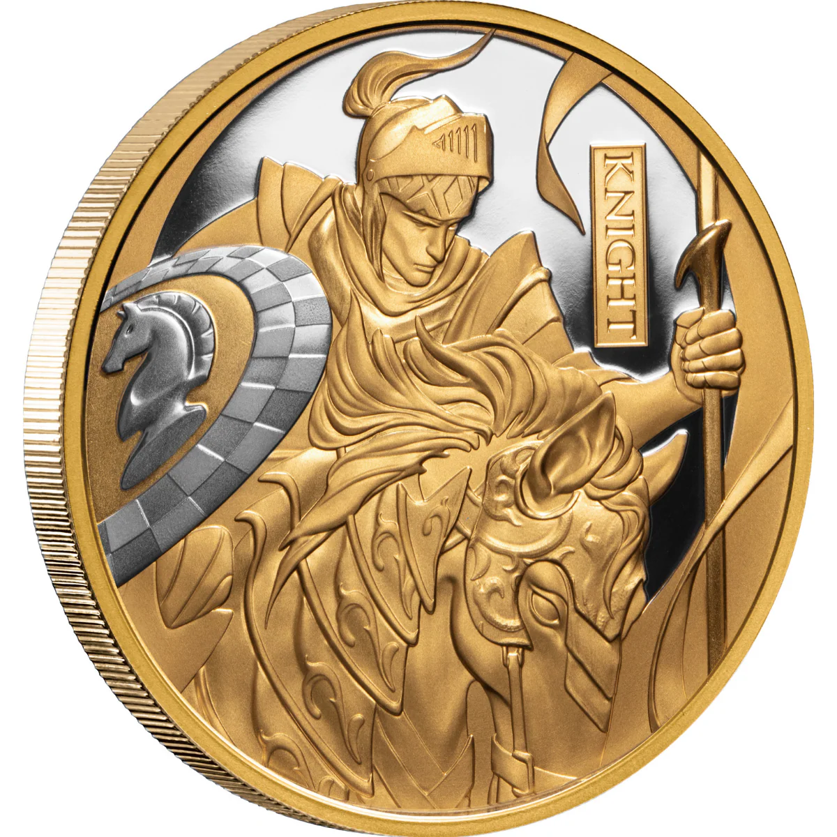 Chess Knight 2024 $100 Platinum-plated 1oz Gold Proof Coin