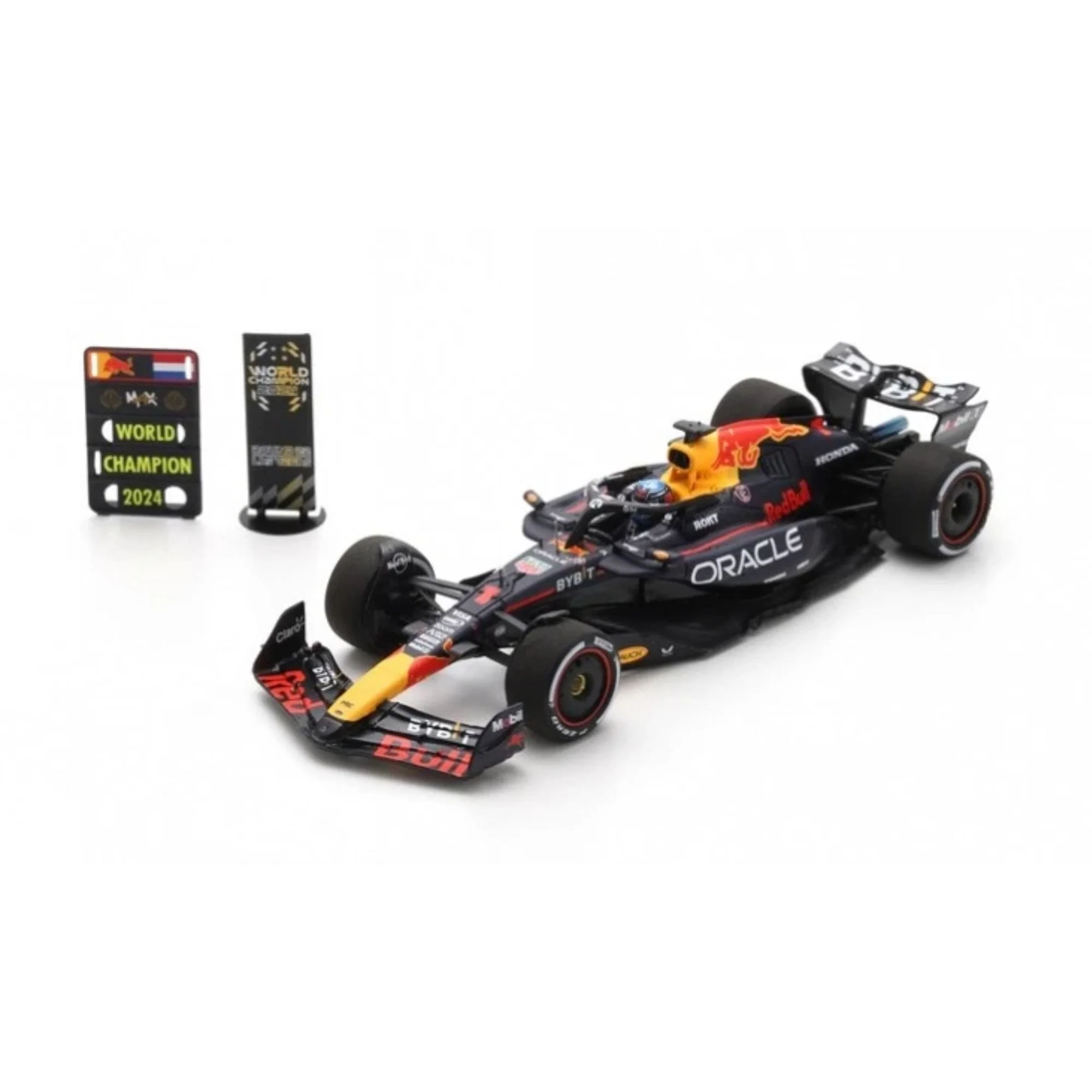 Oracle Red Bull Racing RB20 No.1 Oracle Red Bull Racing - 2024 Formula One Drivers' Champion - Max Verstappen. Pit board & Special base plate - 1:43 Scale Resin Model Car