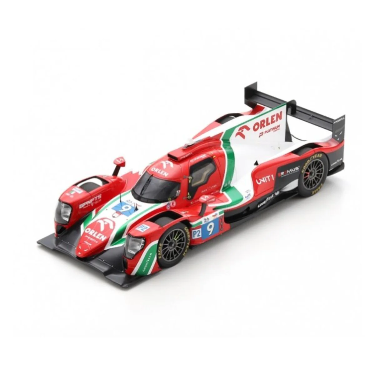 Oreca 07 - Gibson No.9 PREMA ORLEN Team - 2nd LMP2 class 24H Le Mans 2022 - R. Kubica - L. Delétraz - L. Colombo. With Acrylic Cover - 1:18 Scale Resin Model Car
