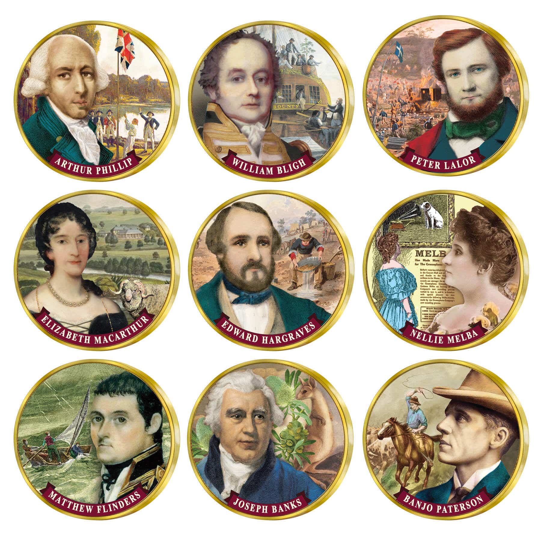 People Who Shaped Australia Gold-plated Penny 9-Coin Collection