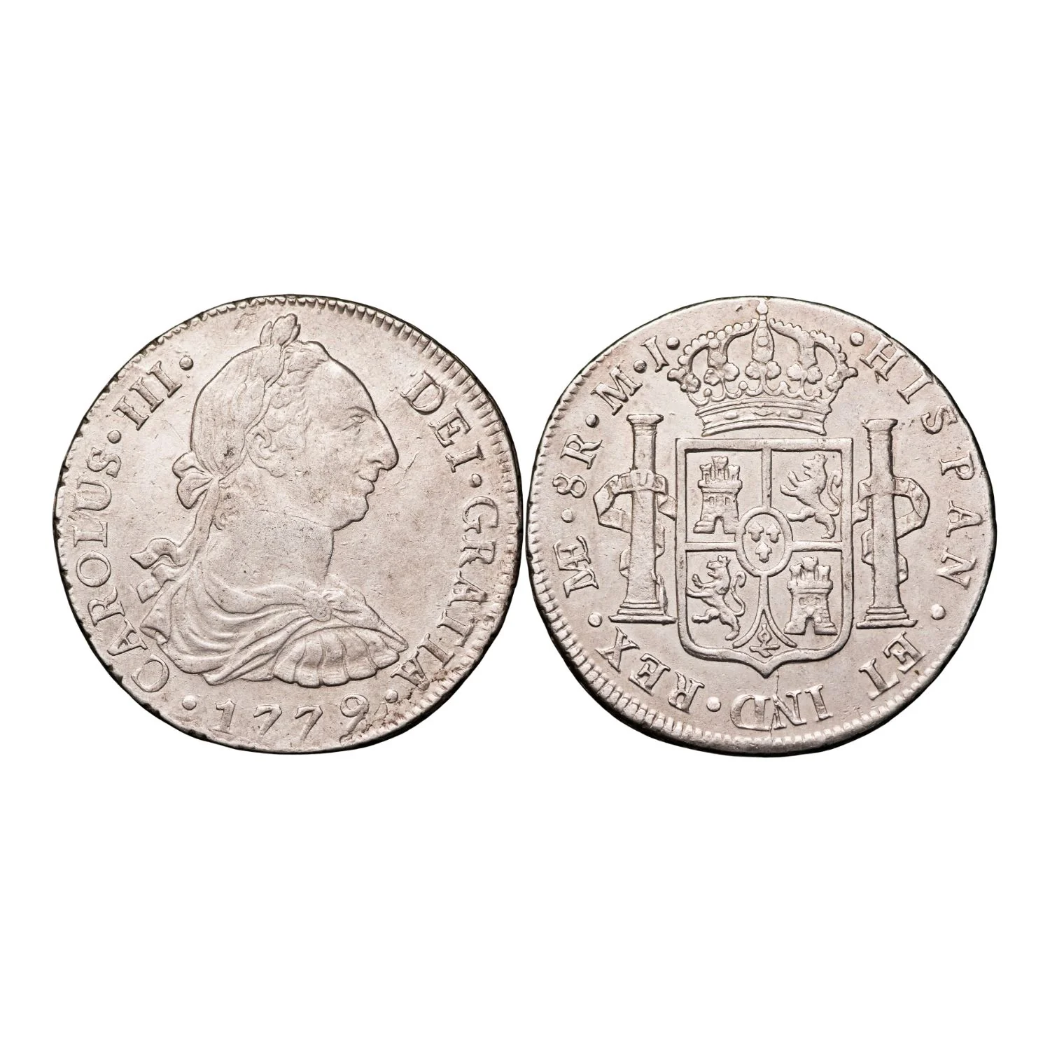 Spanish-American Charles III Lima 1779 Silver 8 Reales Extremely Fine