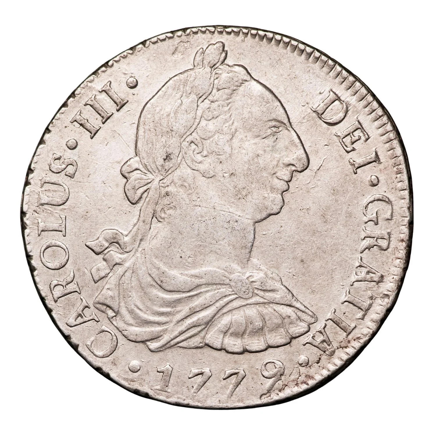 Spanish-American Charles III Lima 1779 Silver 8 Reales Extremely Fine - Image 2
