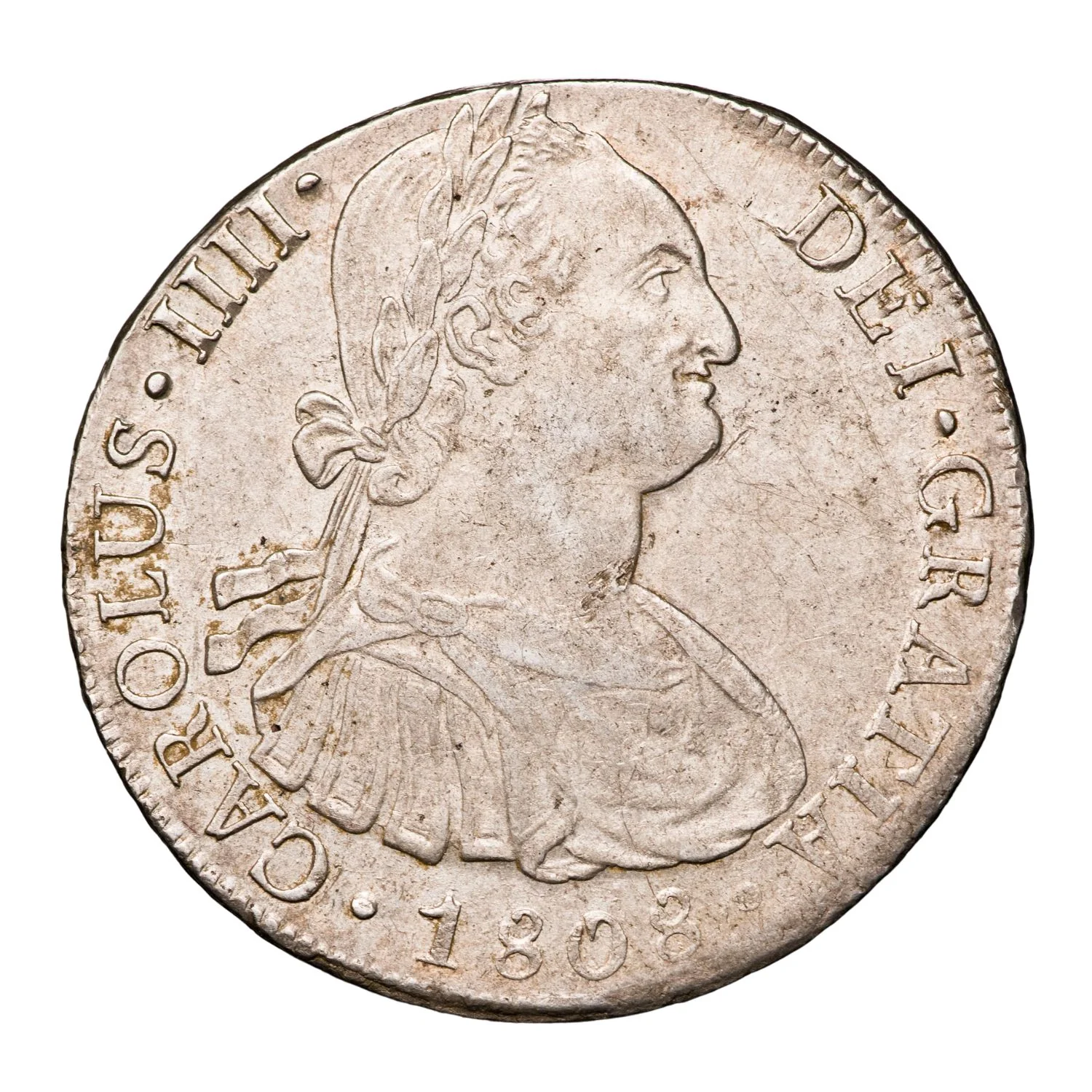 Spanish-American Charles IV Lima 1808 Silver 8 Reales about Uncirculated - Image 2