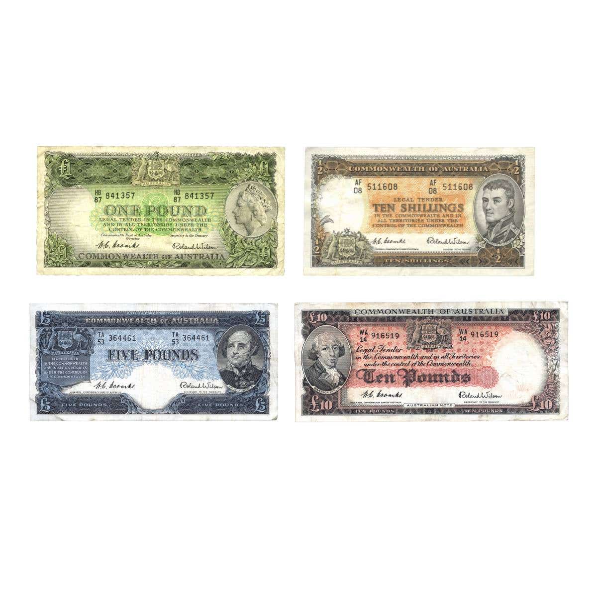 Queen Elizabeth II 1953-54 Commonwealth Bank 4-Note Set Fine-Very Fine