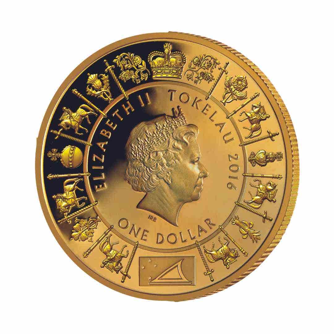 Queen Elizabeth II 2016 $1 Buckingham Palace Gold-plated Proof Coin - Image 3