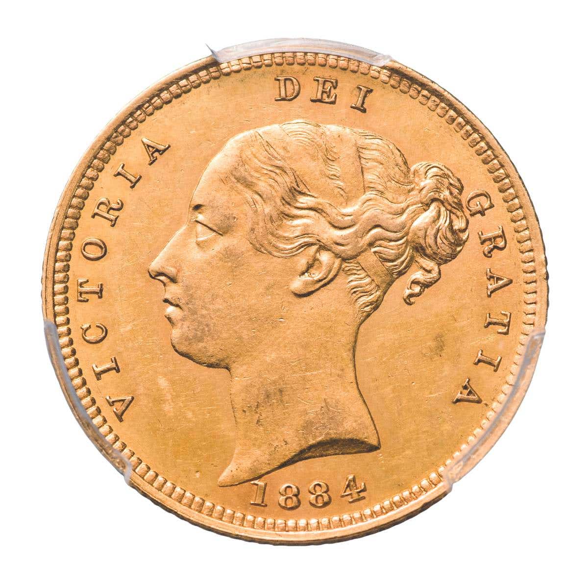 Queen Victoria 1884M Young Head Shield Gold Half Sovereign PCGS MS61 (Uncirculated) - Image 3