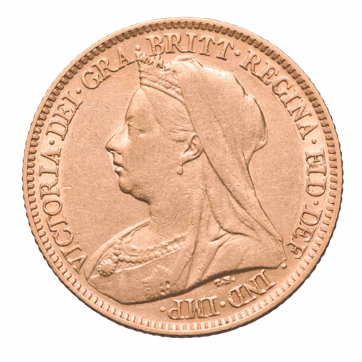 1900 Perth Queen Victoria Veiled Head Gold Half Sovereign Very Fine