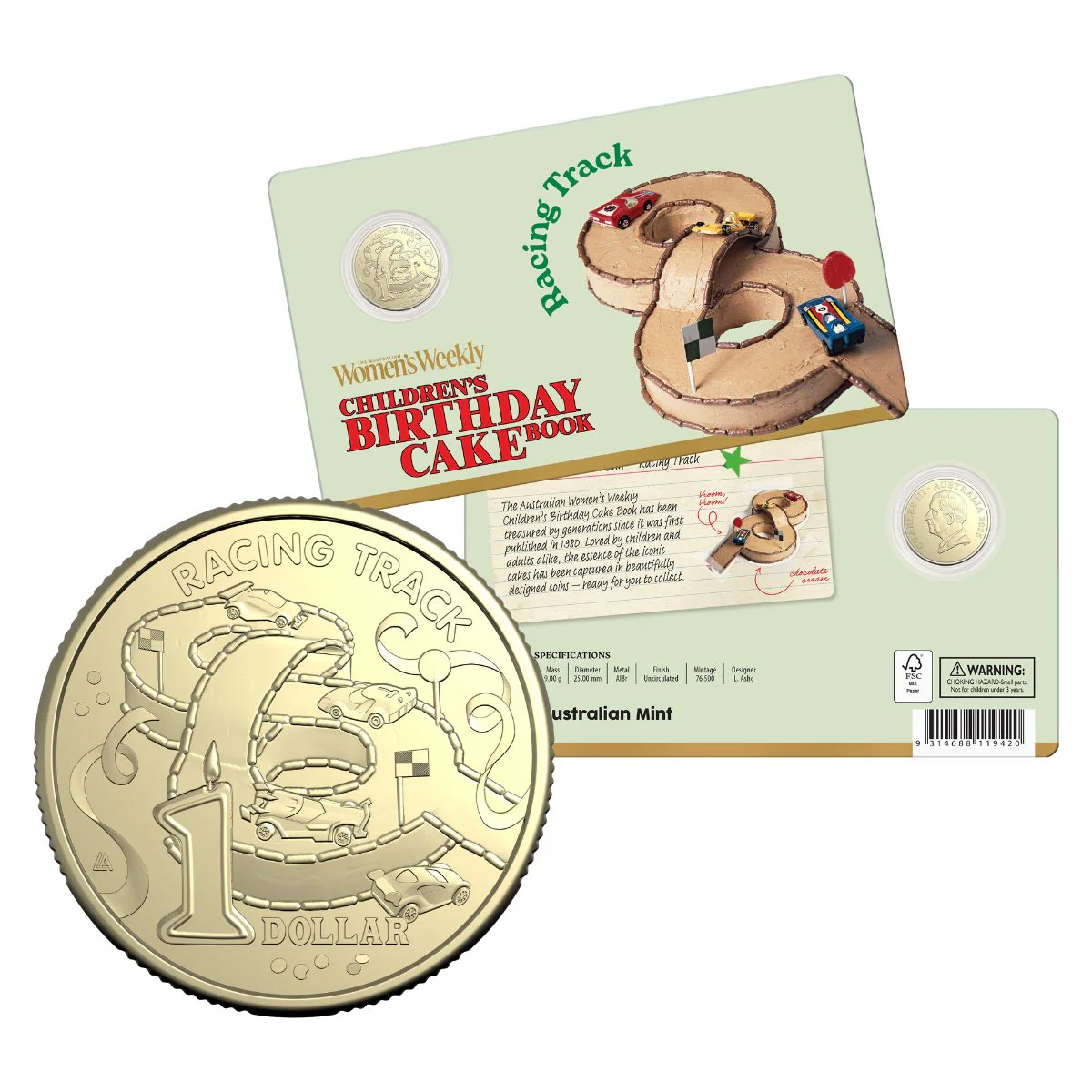 Australia Racing Track Birthday Cake 2025 $1 Aluminium-Bronze Uncirculated Coin
