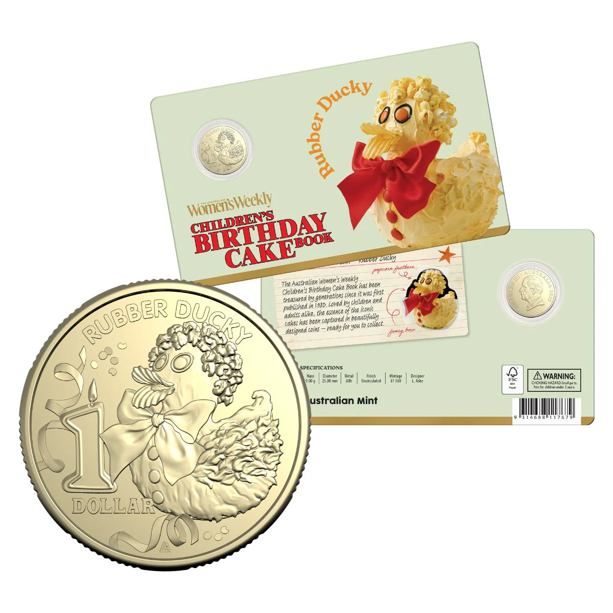 Australia Rubber Ducky Birthday Cake 2025 $1 Aluminium-Bronze Uncirculated Coin