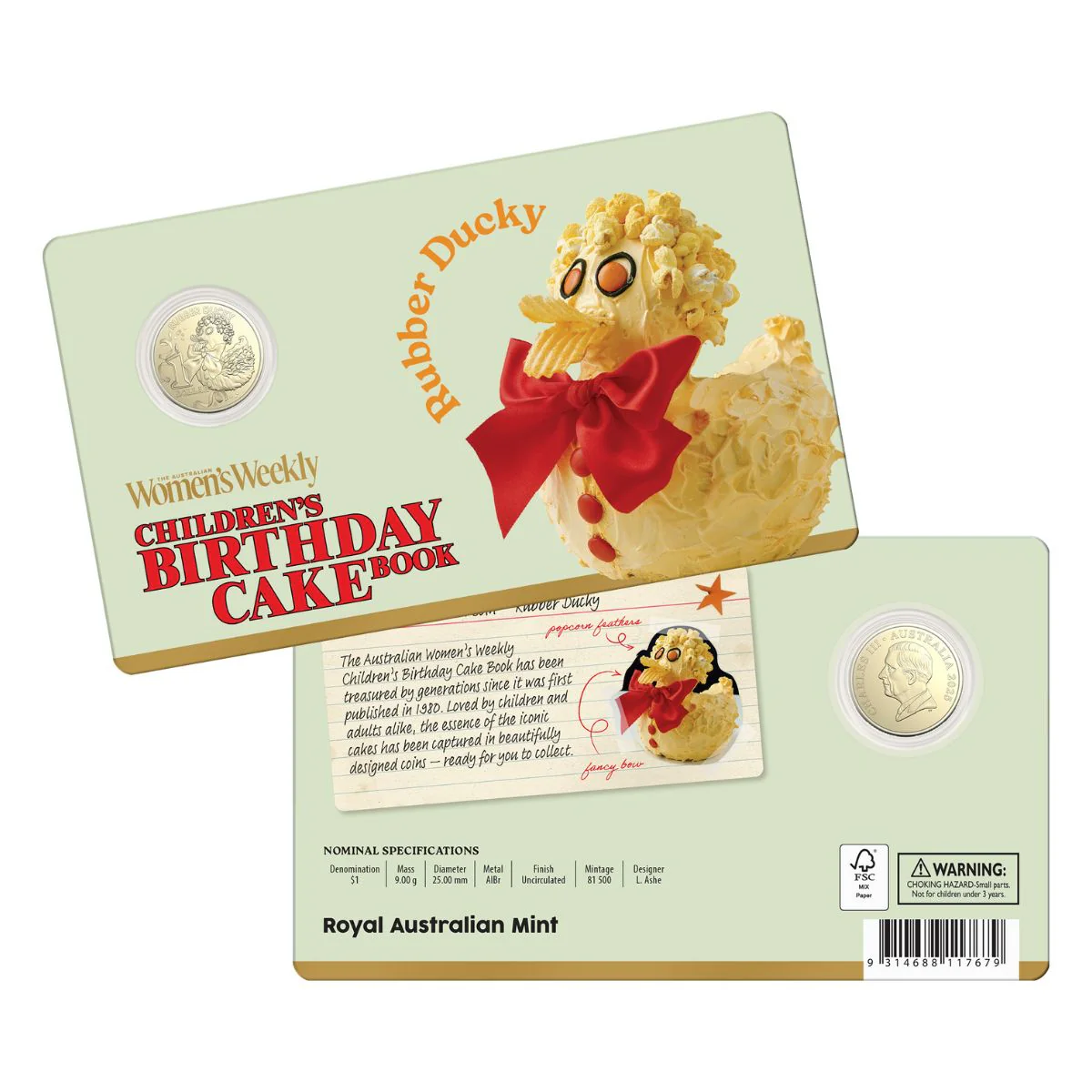 Australia Rubber Ducky Birthday Cake 2025 $1 Aluminium-Bronze Uncirculated Coin - Image 4